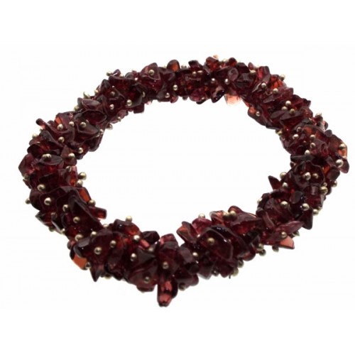 Fused Garnet Gemstone Chip Bracelet